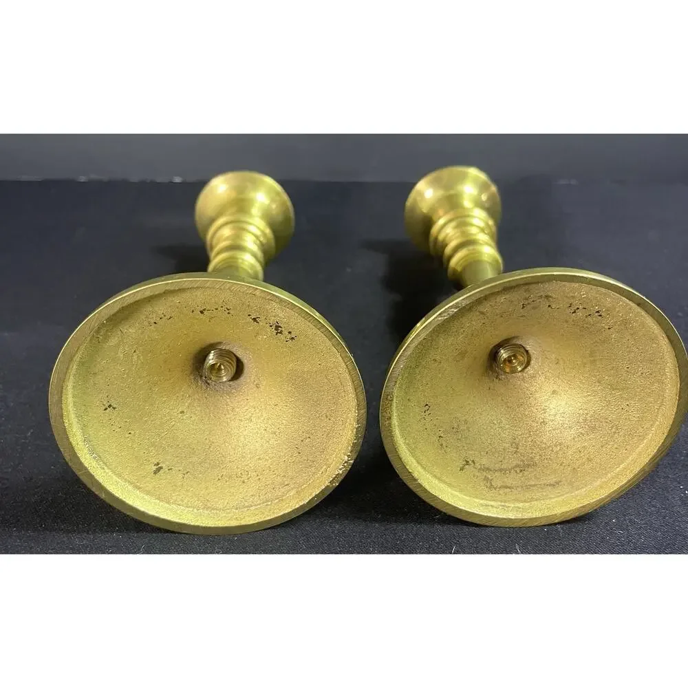 Vintage Solid Brass Candlesticks Set of 2 Heavy Candle Holders 6.5” Tall